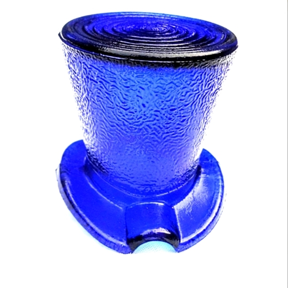 Mid Century Cobalt Blue Glass Top Hat Ashtray